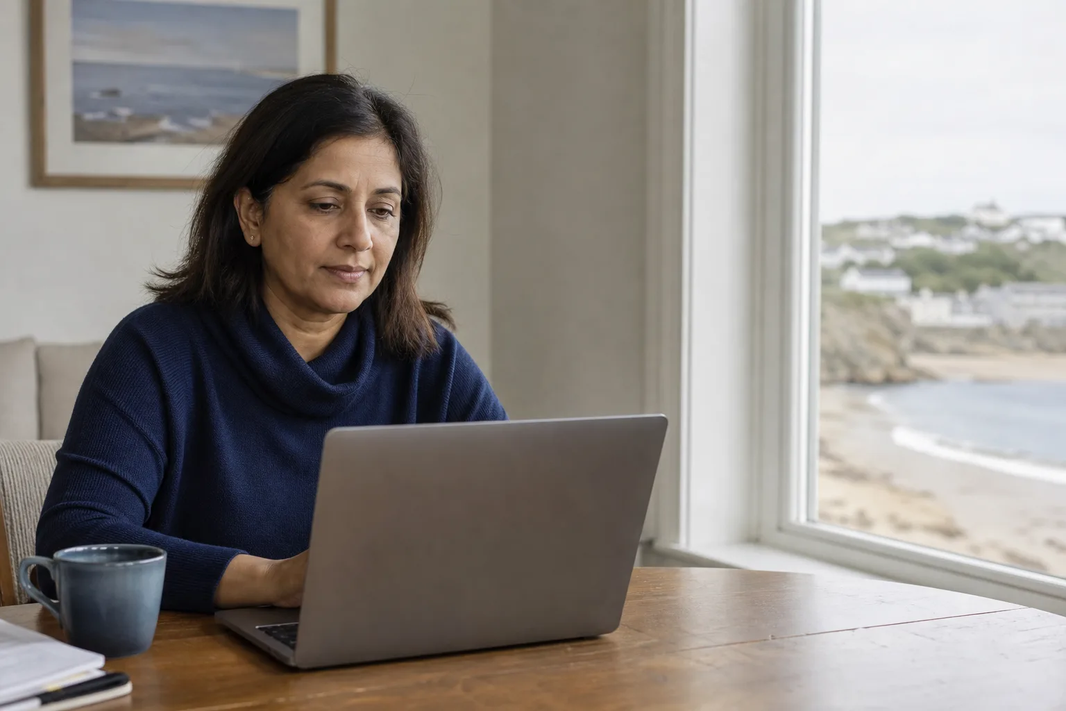Teacher reviewing an admissions report by email while away from school.
